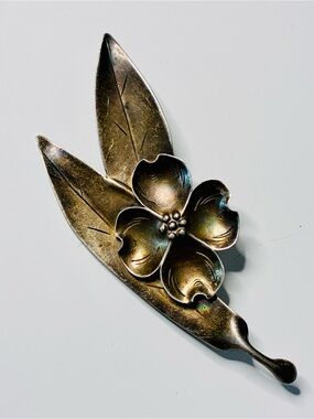 Vintage Stuart Nye Sterling Floral Leaf Brooch Signed and Stamped